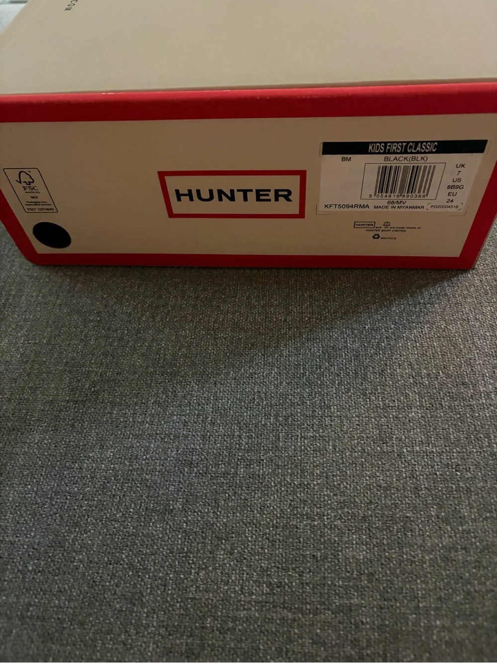 Hunter Kids First Classic Rain Boots - Black with Red Trim